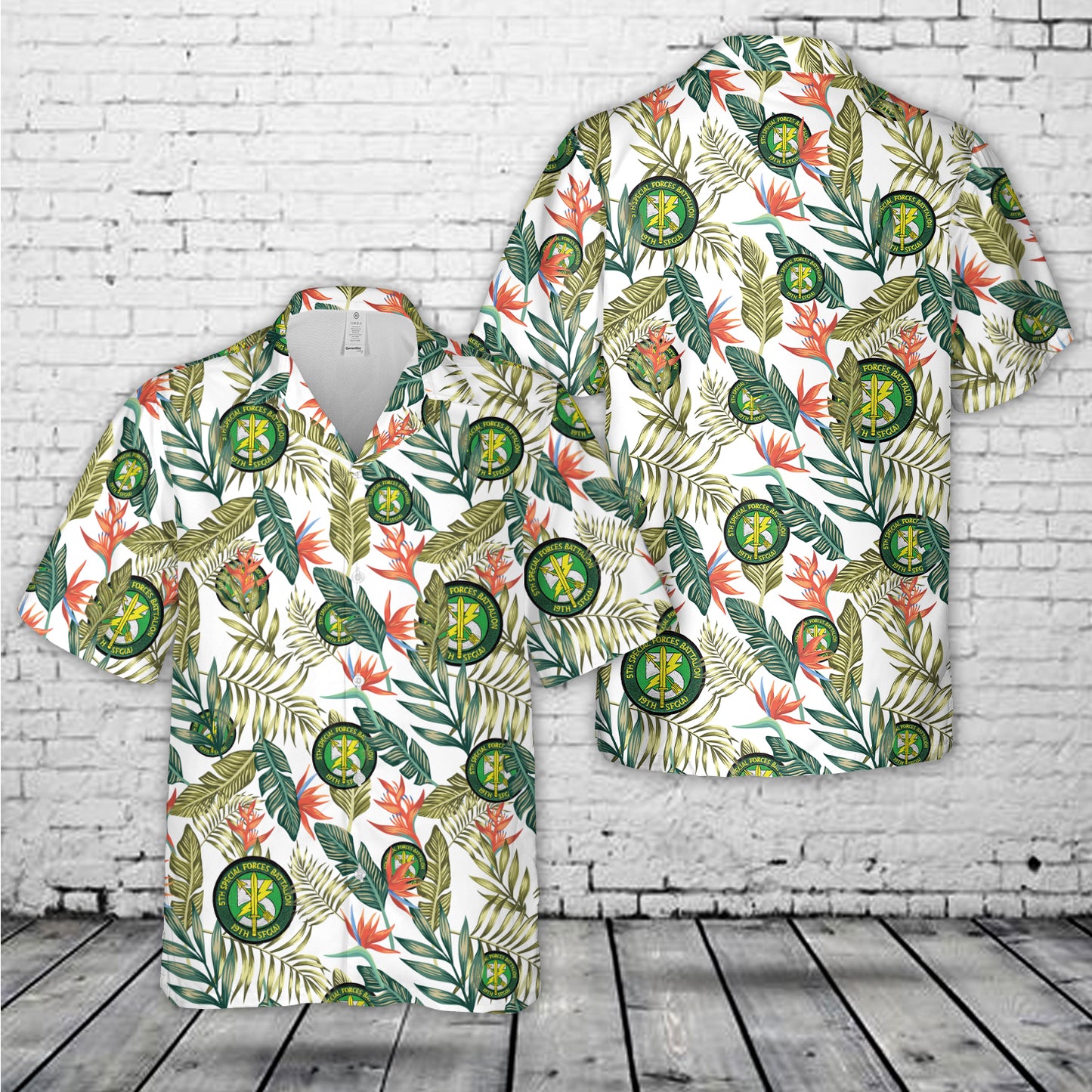 Green Beret Army 19th Special Forces Group Airborne 5th Battalion A-Team Hawaiian Shirt