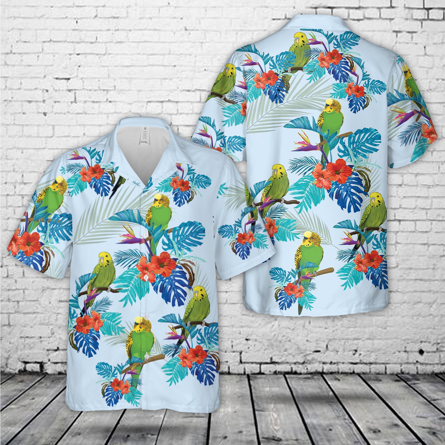 Green Budgie Hawaiian Shirt