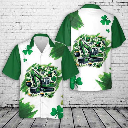 Green Excavator St. Patrick's Day Hawaiian Shirt