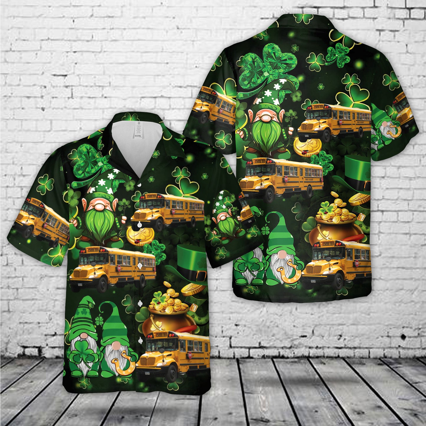Green Fire Trucks Patrick's Day Hawaiian Shirt