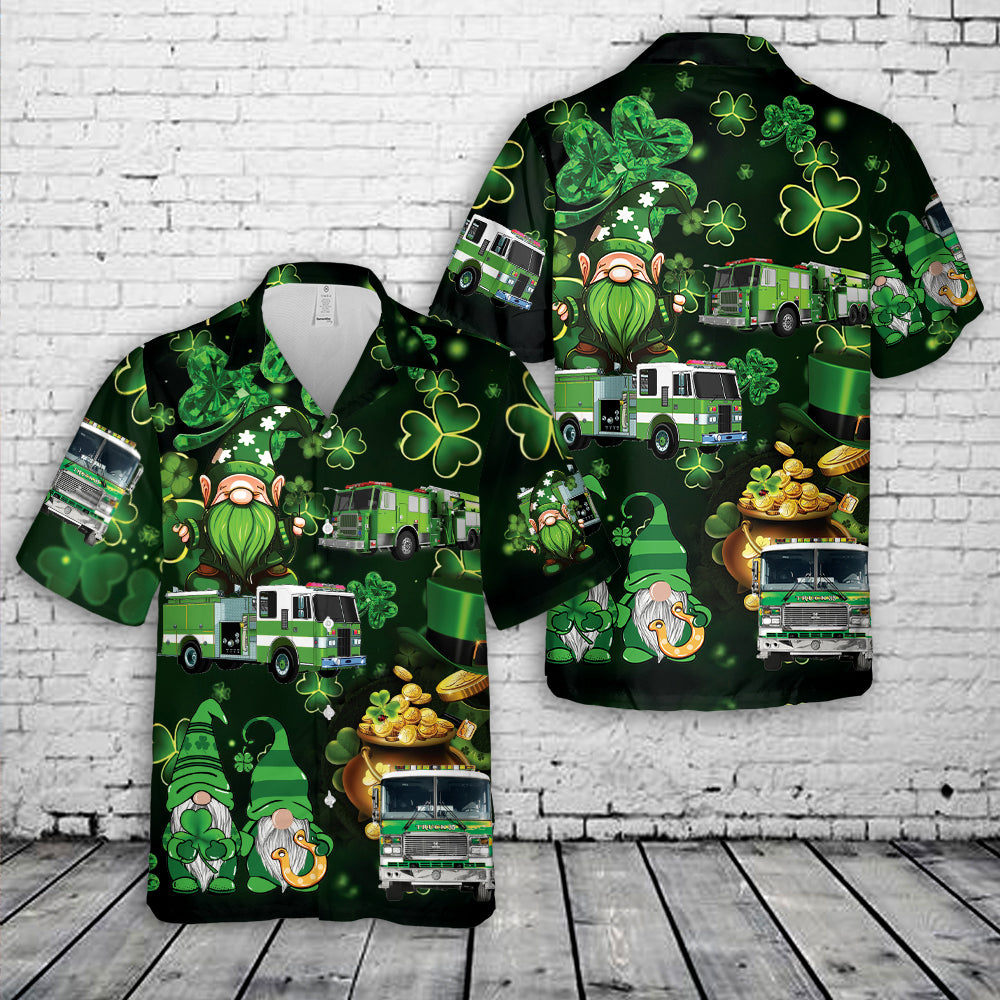 Green Fire Trucks Patrick's Day Hawaiian Shirt