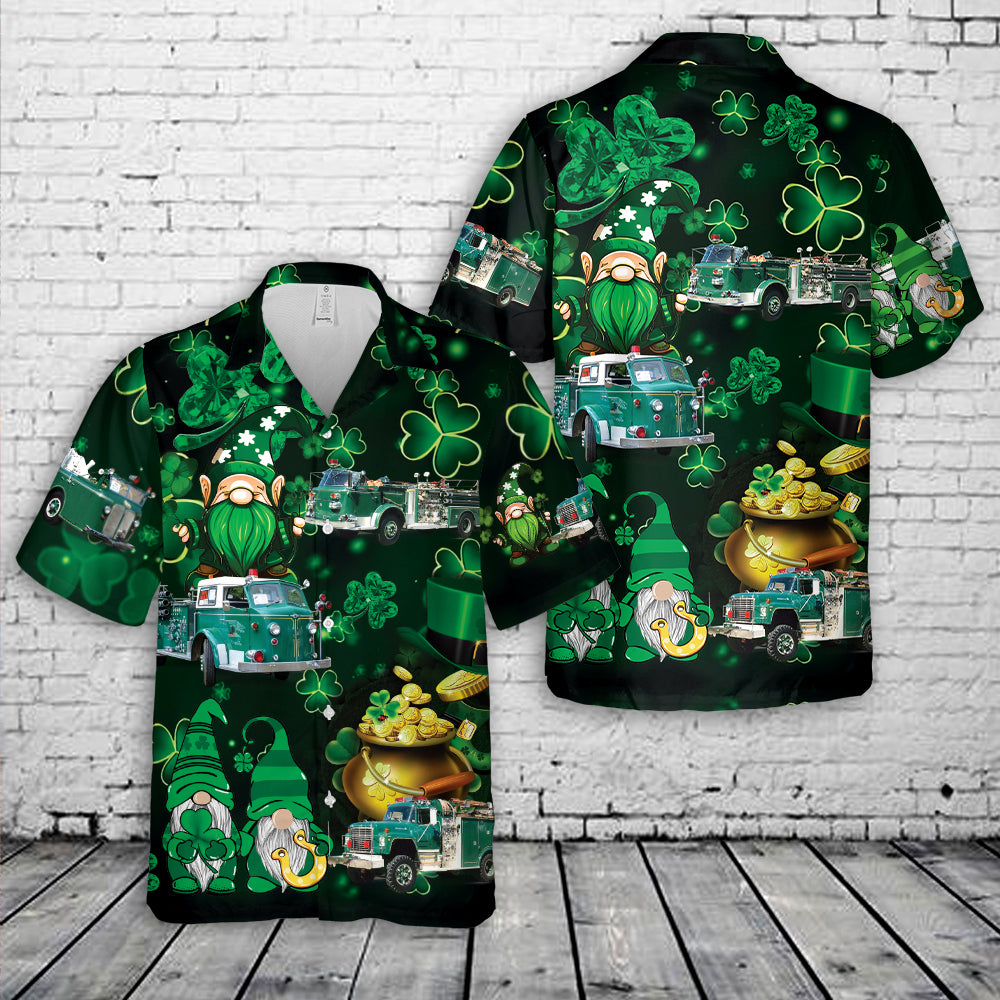 Green Old Fire Trucks Patrick's Day Hawaiian Shirt