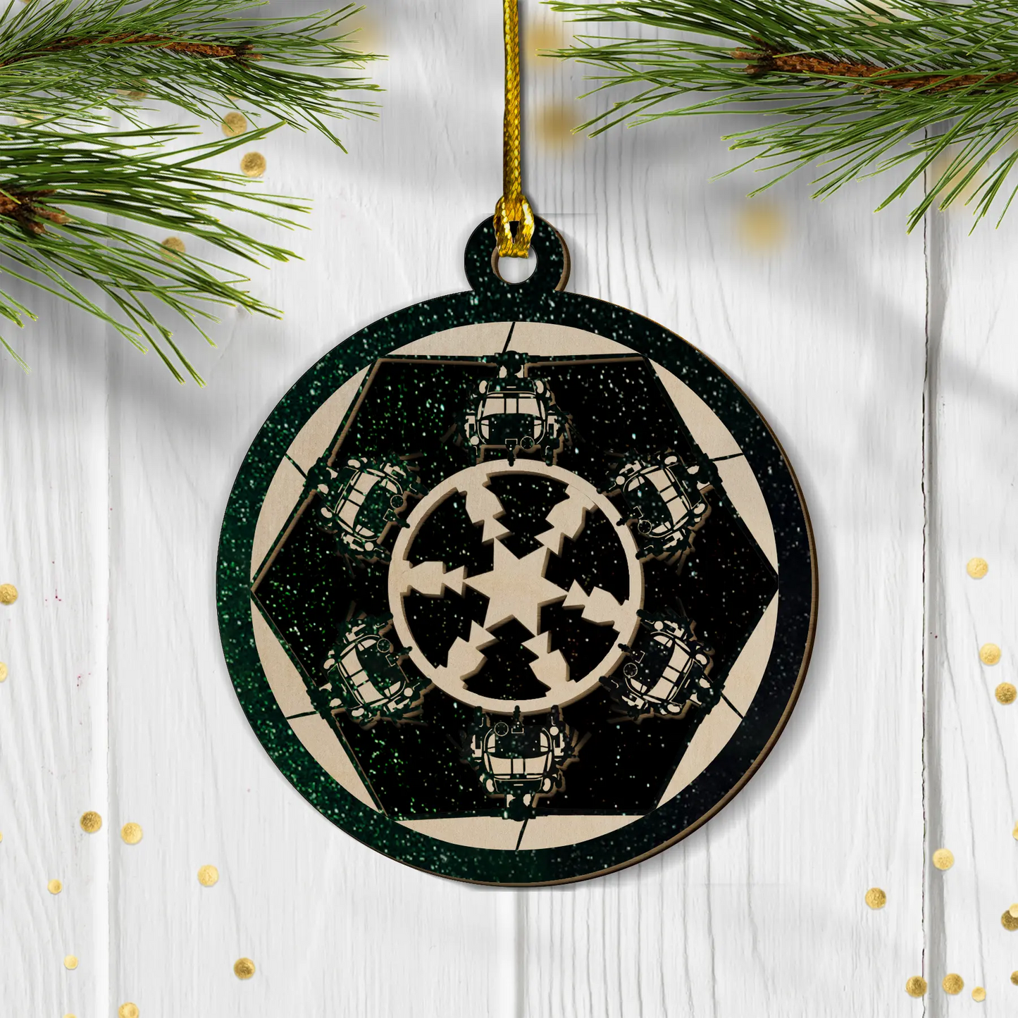 HH 60 PAVEHAWK Helicopter Christmas 2-layered Wood Ornament