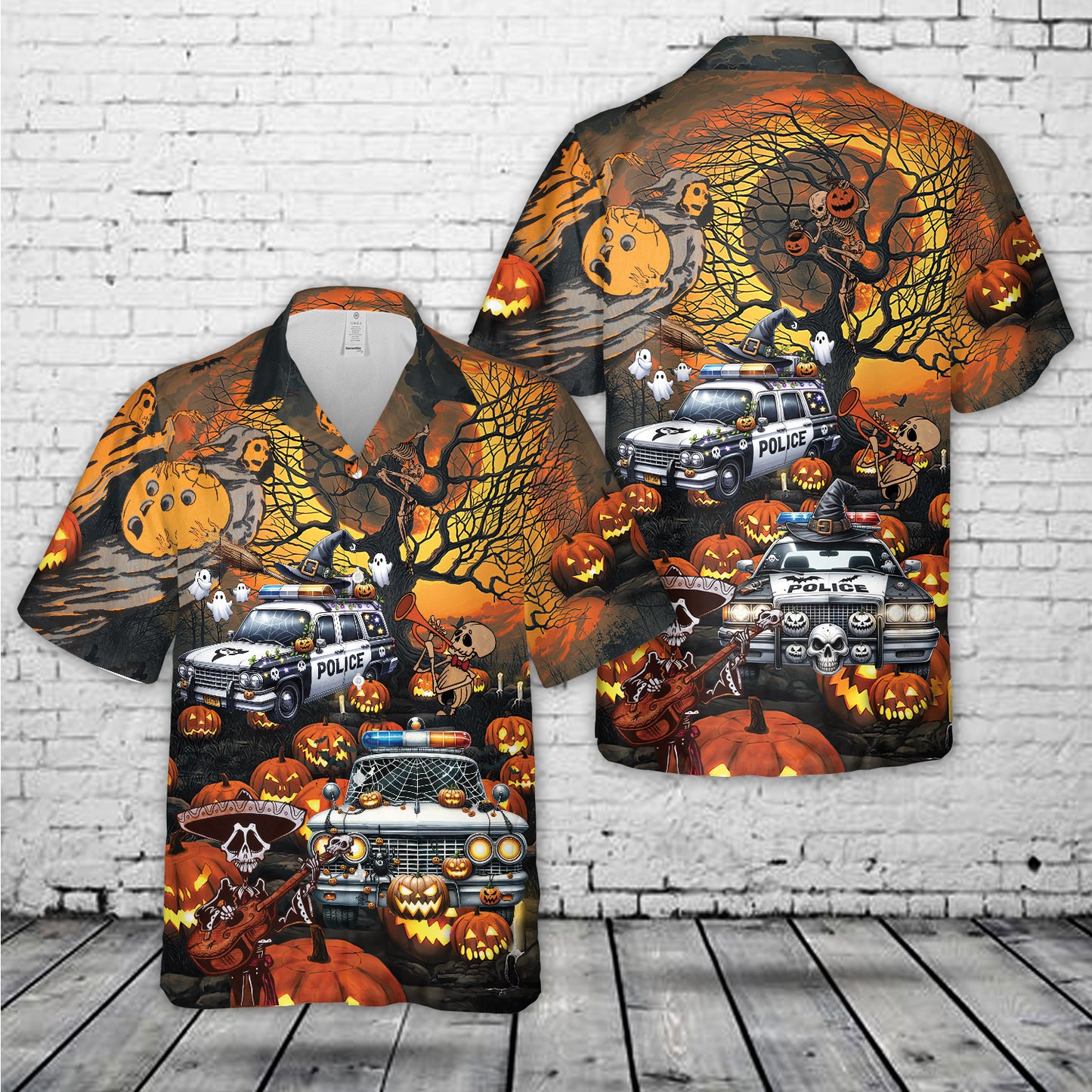 Halloween Police Car Hawaiian Shirt