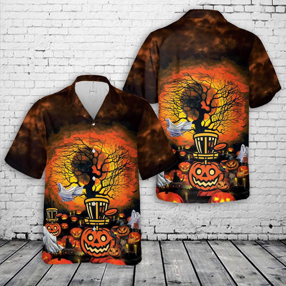 Halloween Pumpkin Basket Disc Golf Hawaiian Shirt