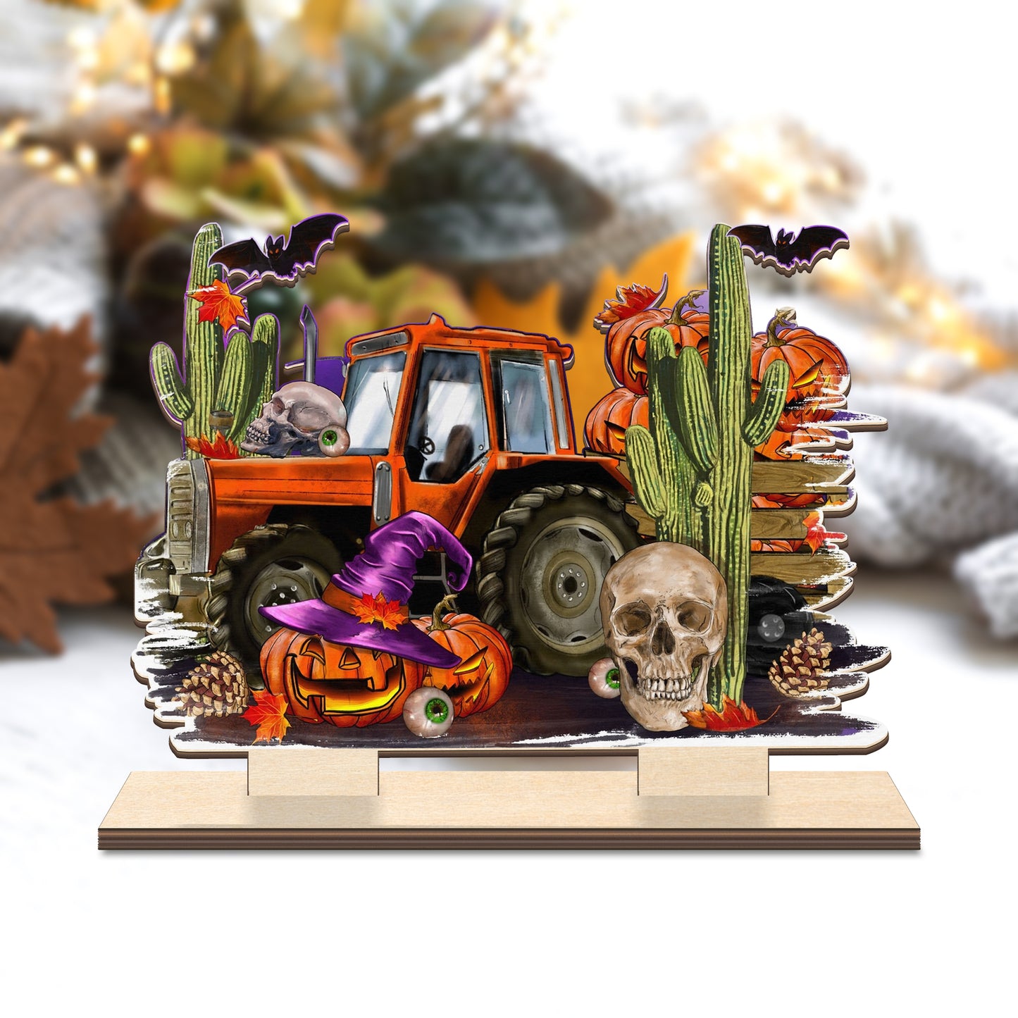 Tractor Halloween Custom Shape Wood Standee