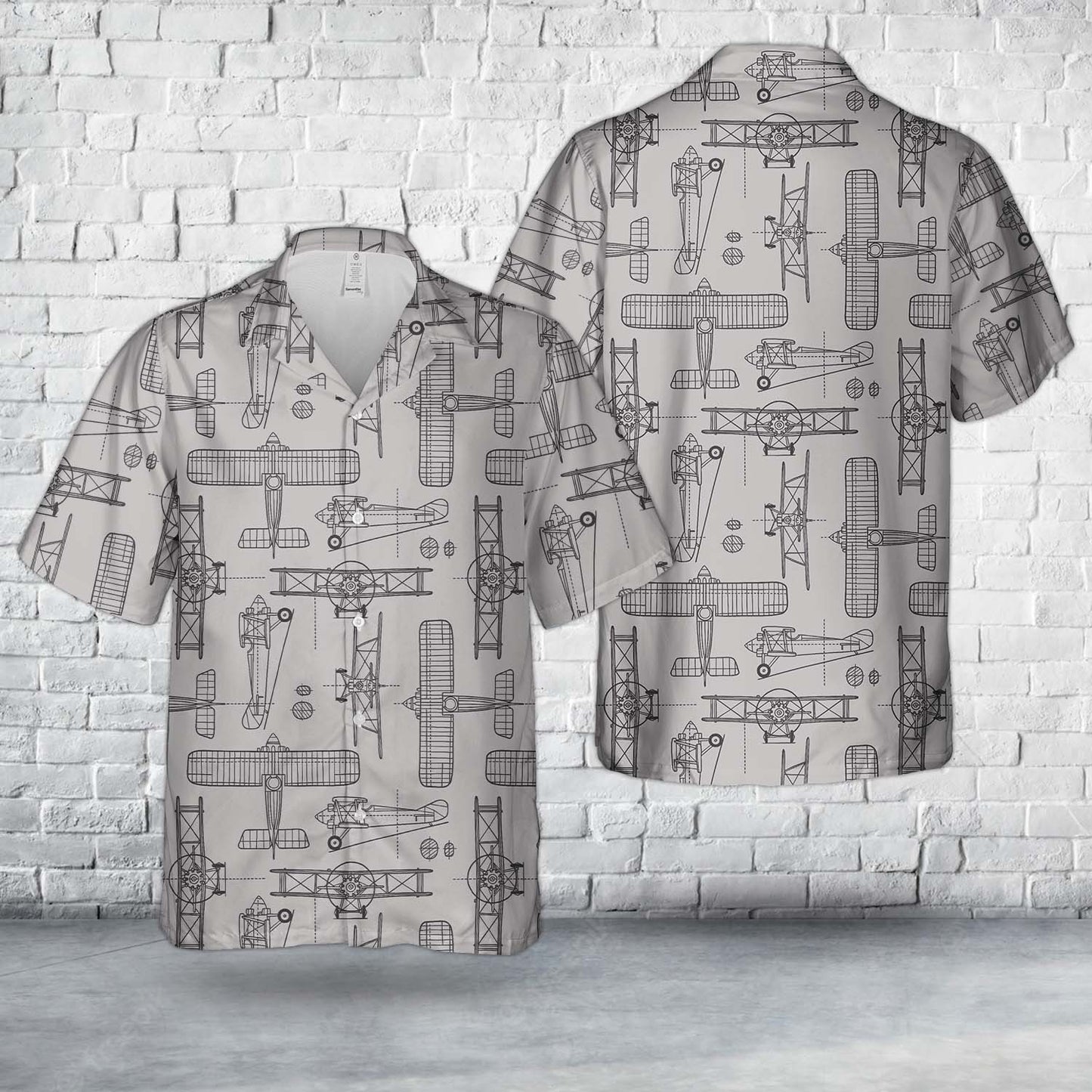 Hand drawn vintage airplane Hawaiian Shirt