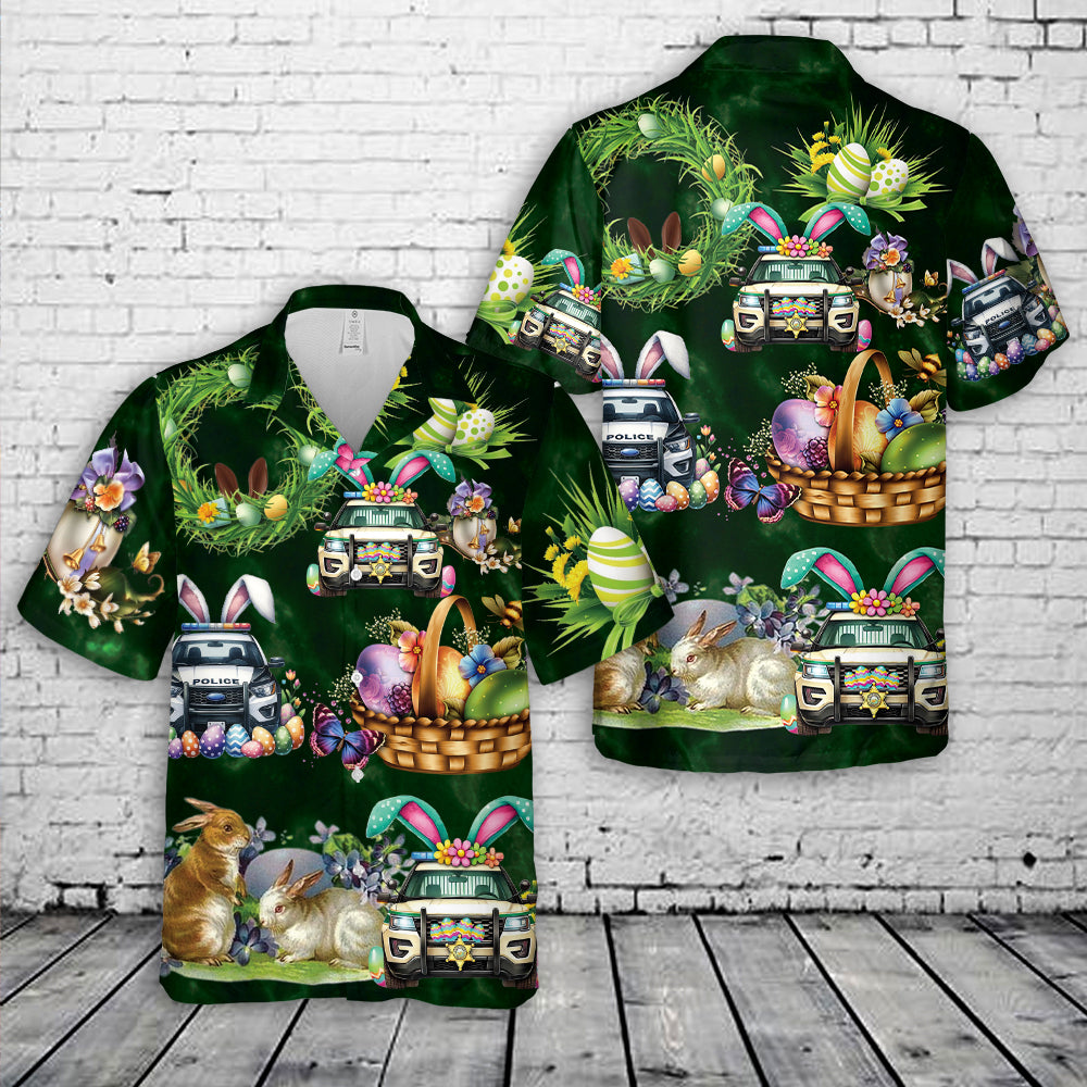 Happy Easter Police Car Hawaiian Shirt