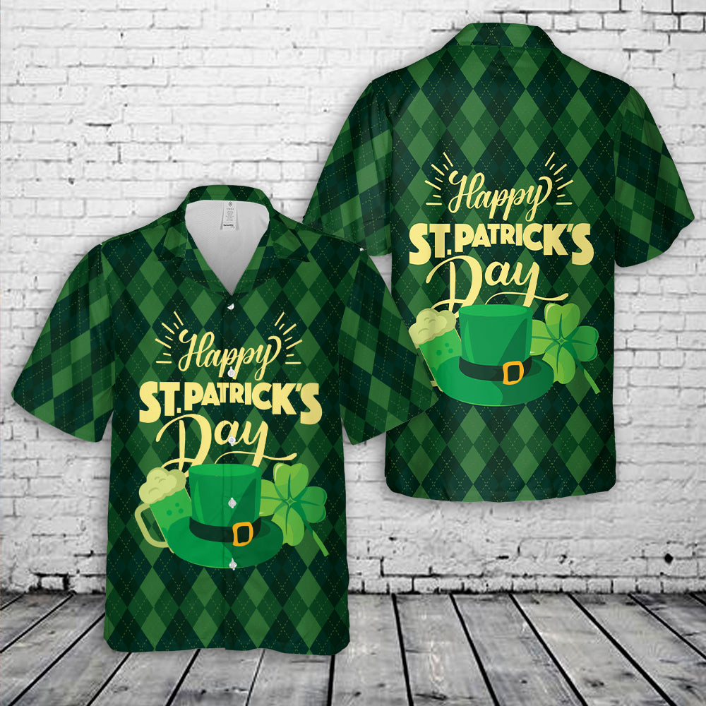 Happy St Patrick's Day With Hat And Clover Hawaiian Shirt