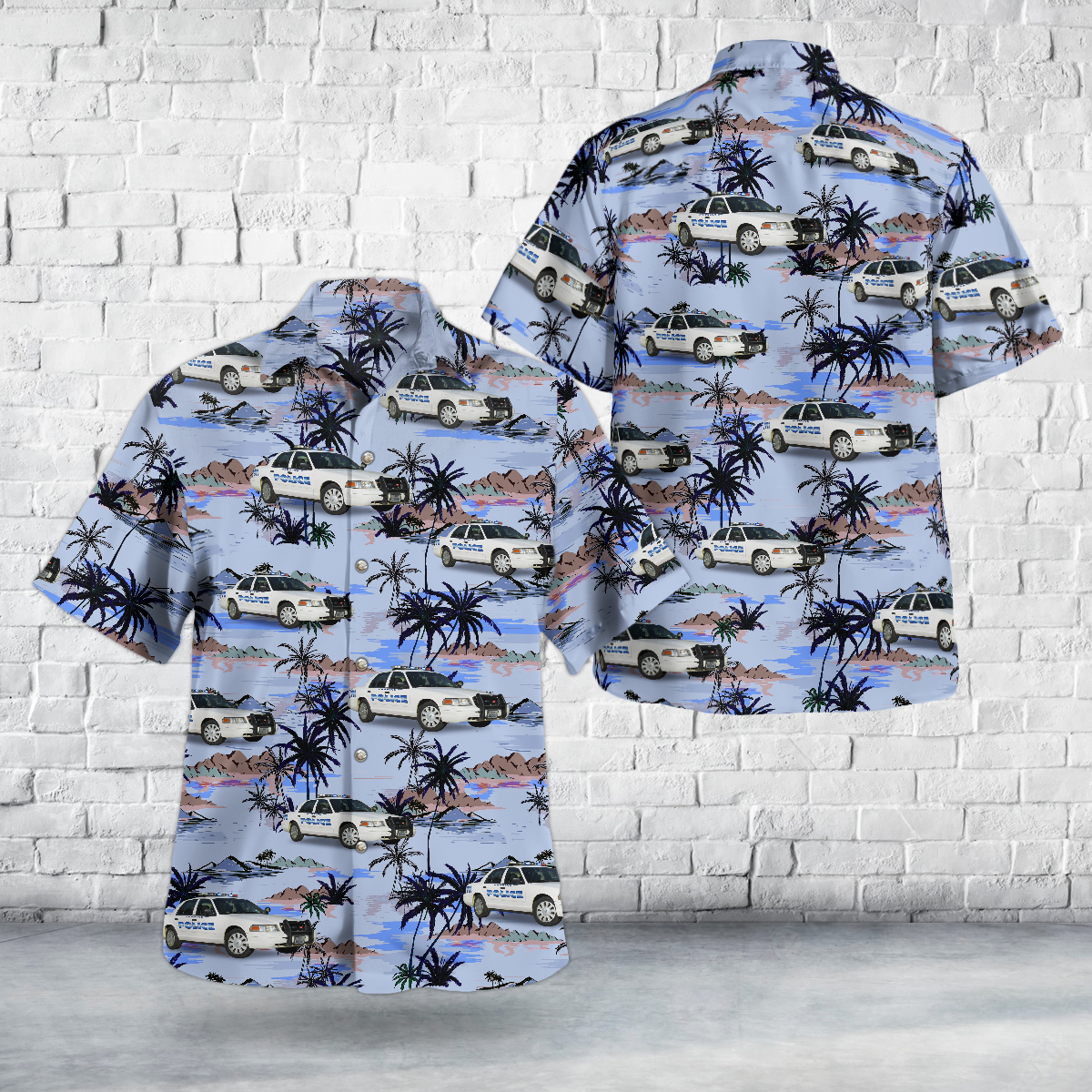 Hawkins, Texas Police Department Ford Crown Victoria Hawaiian Shirt