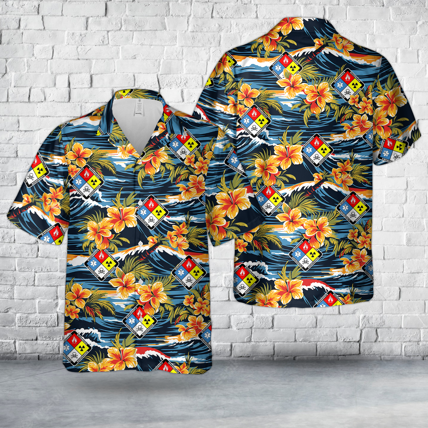 Hazmat Technician Decal Firefighter Haz Mat Hazardous Hawaiian Shirt