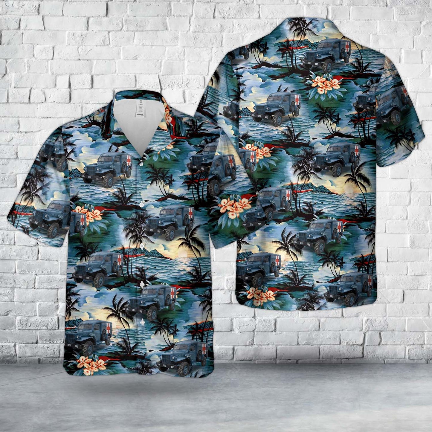 Hellenic Air Force Dodge WC 54 Ambulance Hawaiian Shirt