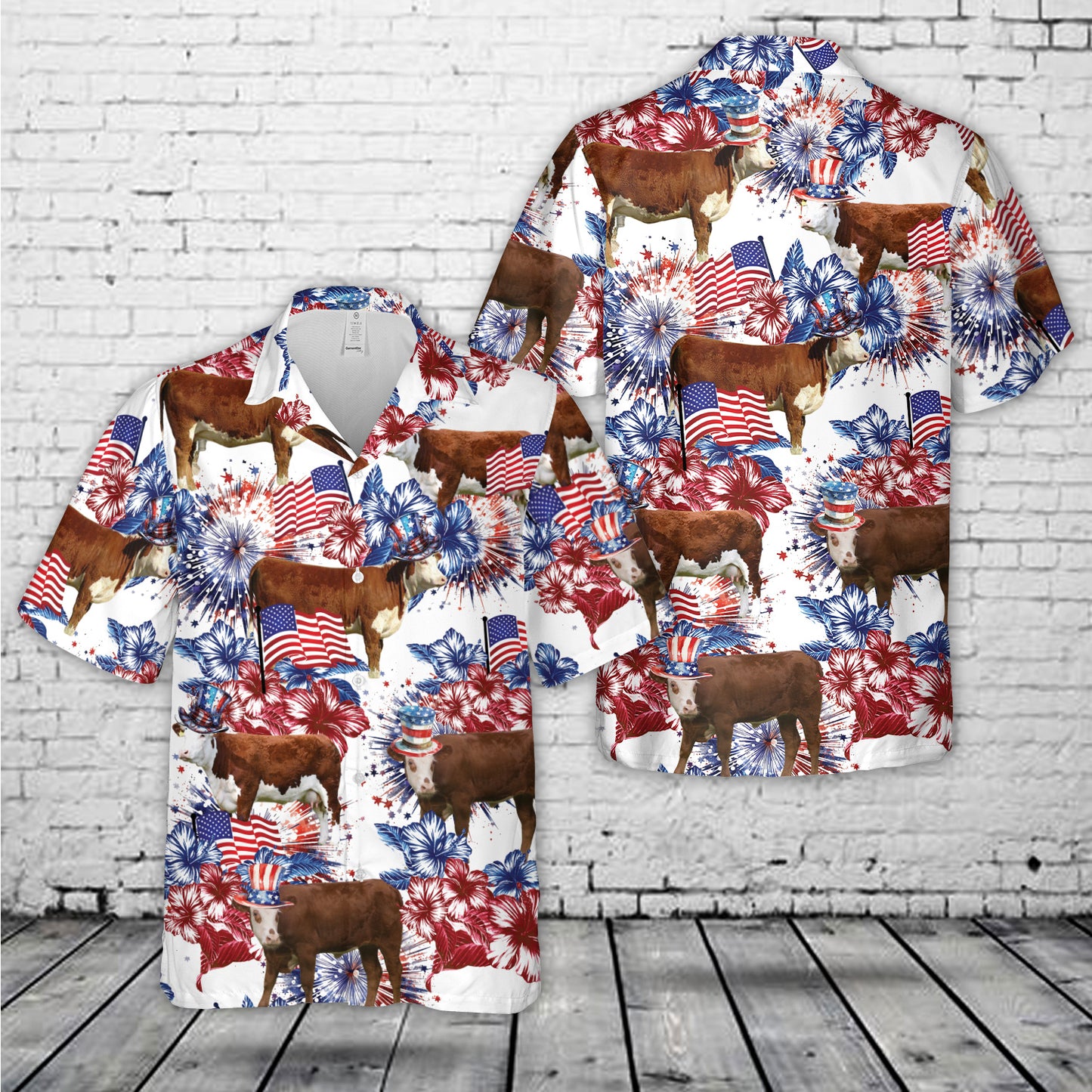 Hereford Calf, 4th Of July Hawaiian Shirt