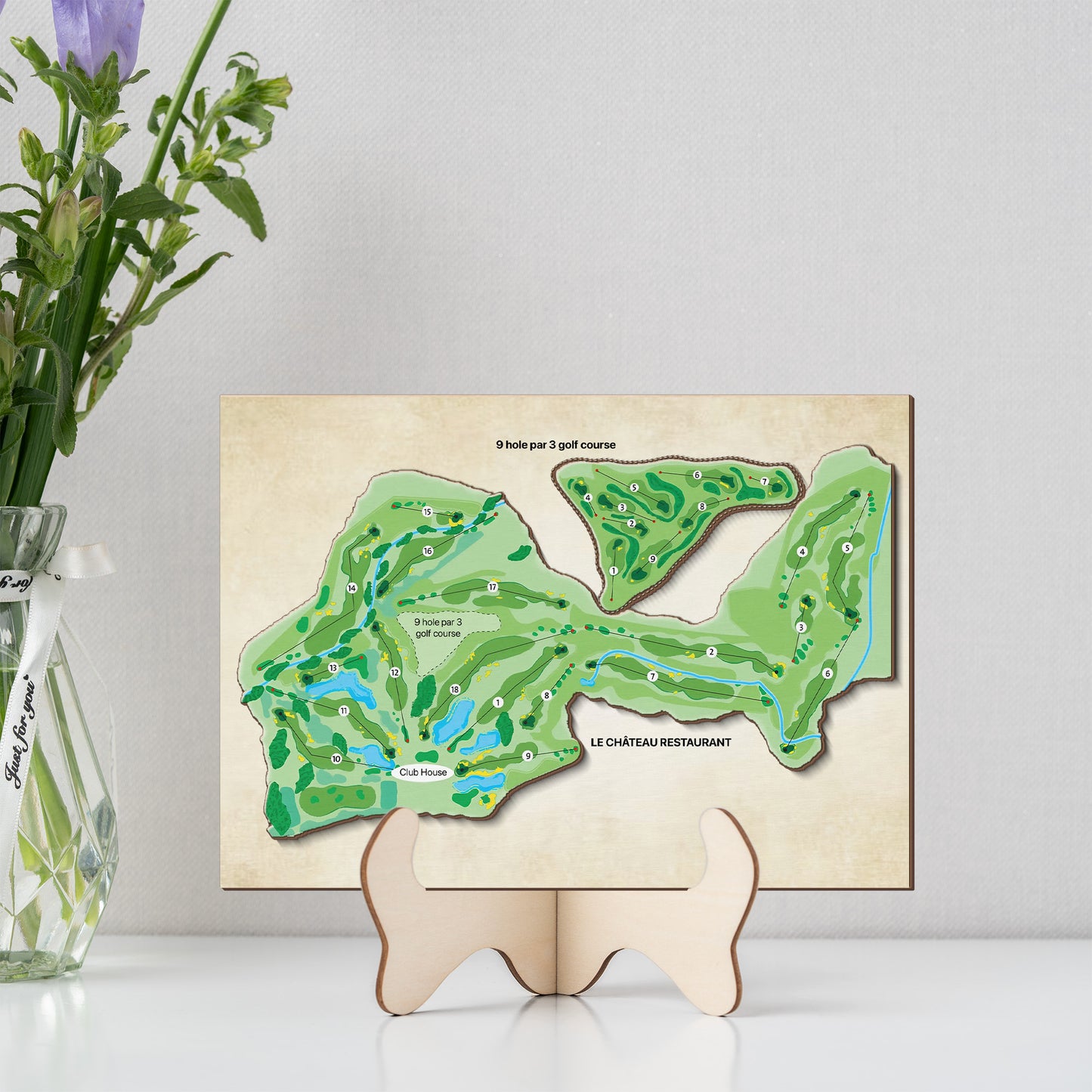 Heritage Golf Club: Le plan du Golf Custom Shape 2-layer Wooden Sign