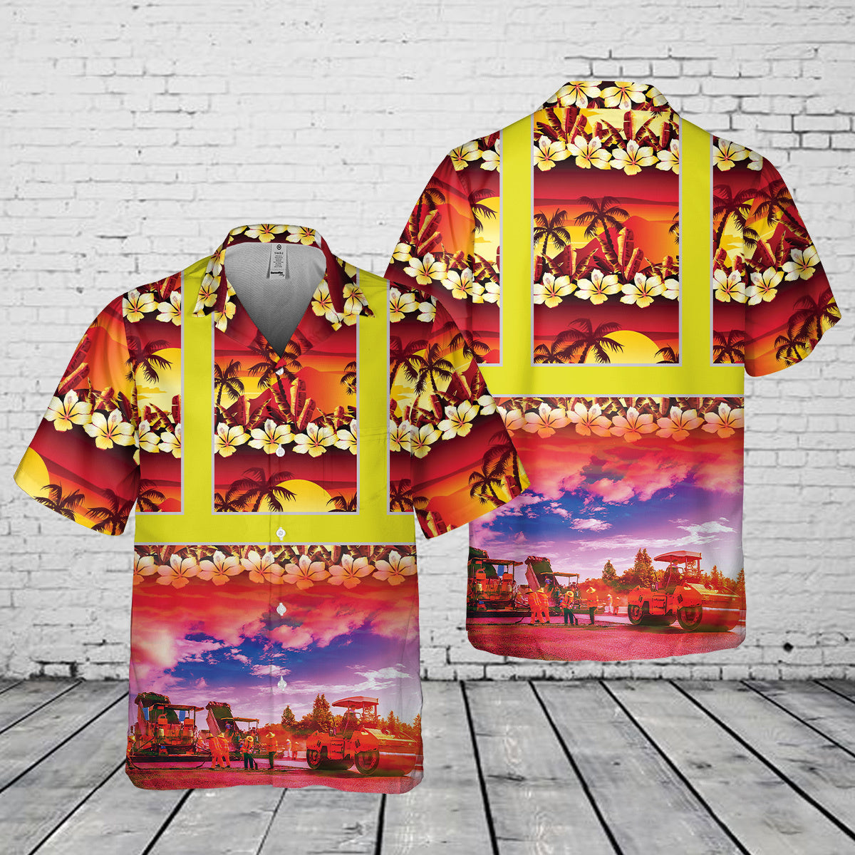 Highway Construction Tropical Pocket Hawaiian Shirt