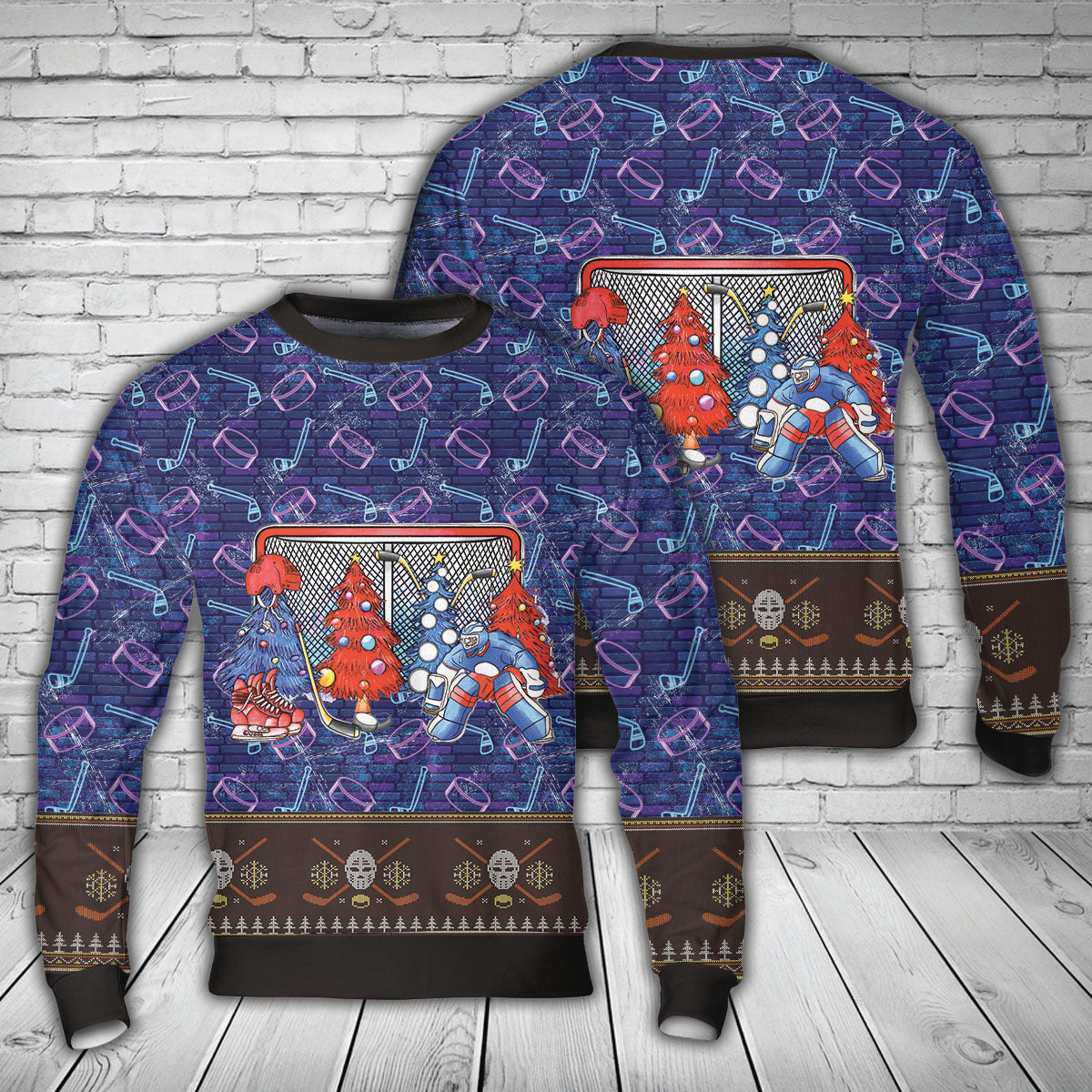 Hockey Christmas Trees AOP Sweater