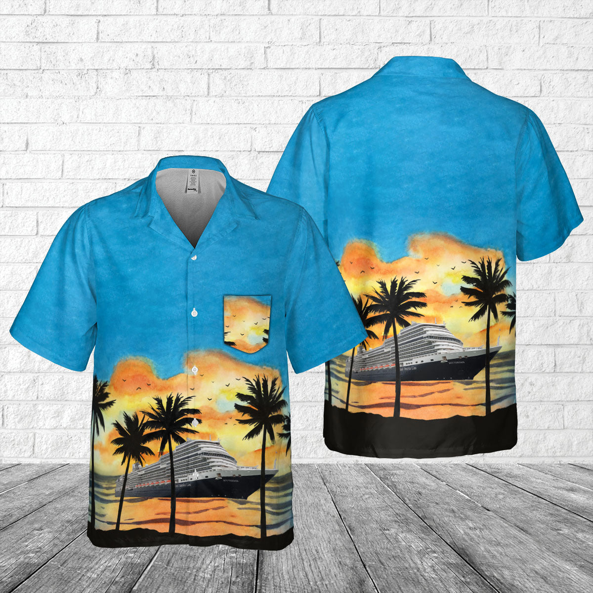 Holland America Line MS Rotterdam Pocket Hawaiian Shirt