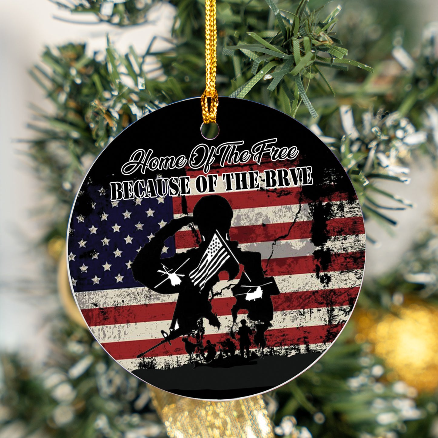 Home Of The Free Because Of The Brave Veteran Ceramic Ornament