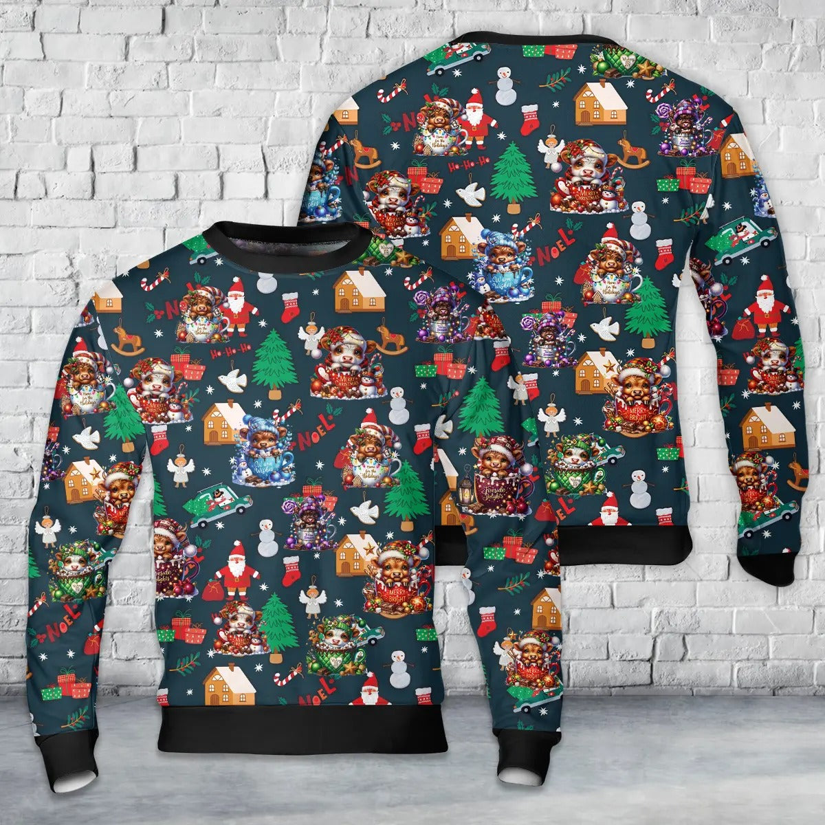 Hot Cocoa Cows Collection AOP Christmas Sweater