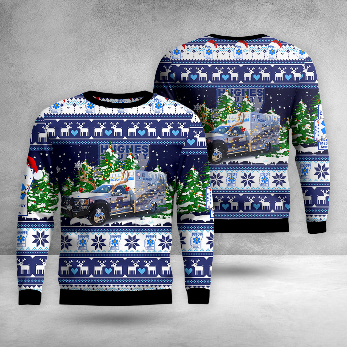 Hughes County Emergency Medical Service Christmas AOP Sweater