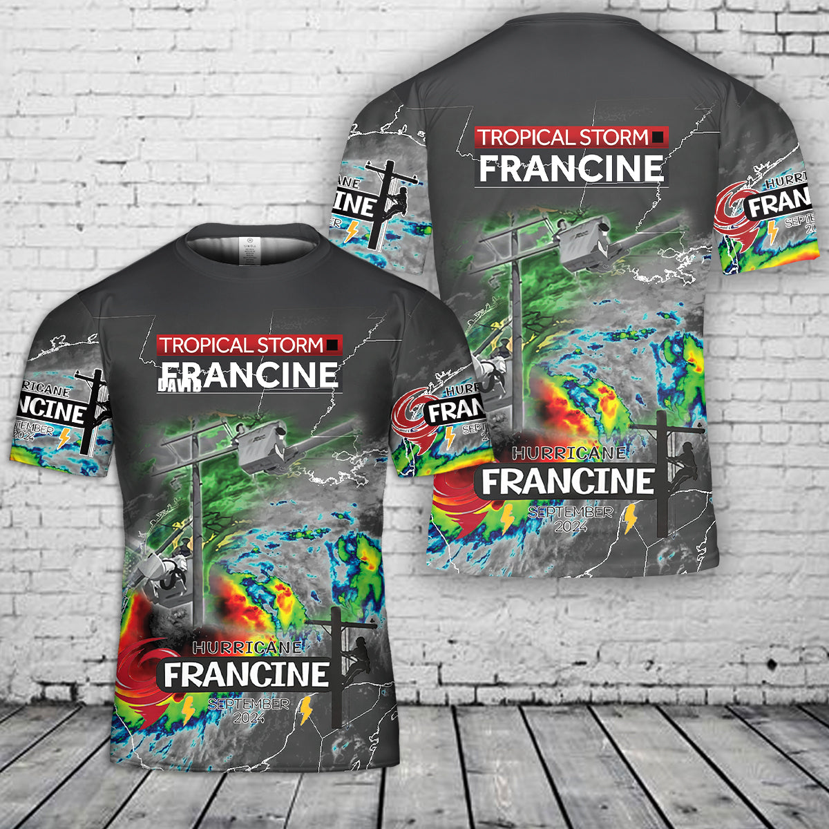 Hurricane Francine 2024 Power Lineman T-Shirt 3D