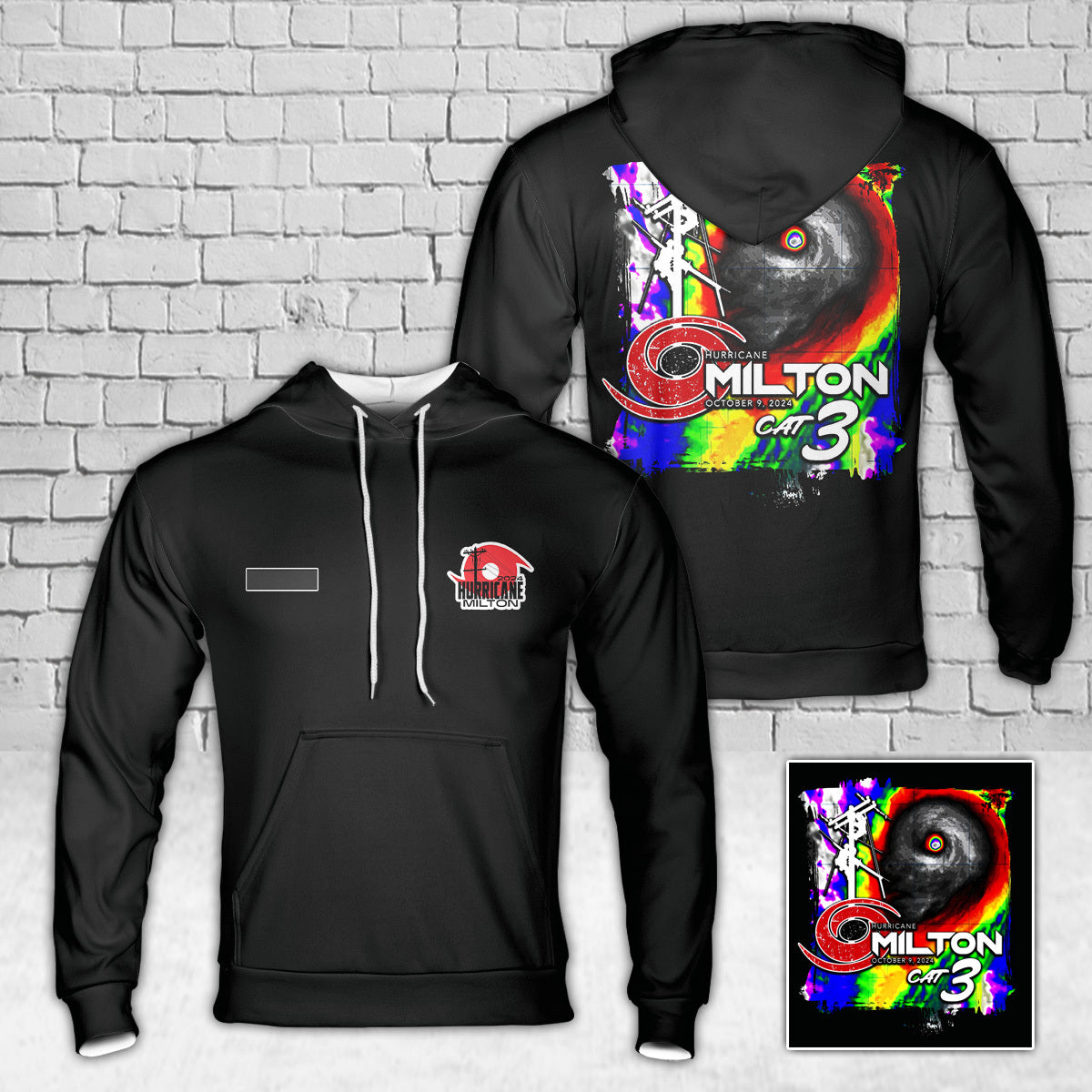 Custom Name Hurricane Milton 2024 Power Lineman Hoodie 3D