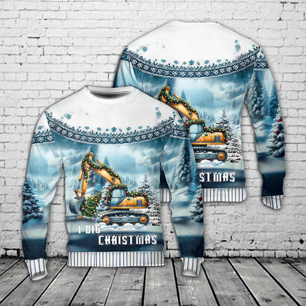 I Dig Christmas Excavator AOP Christmas Sweater