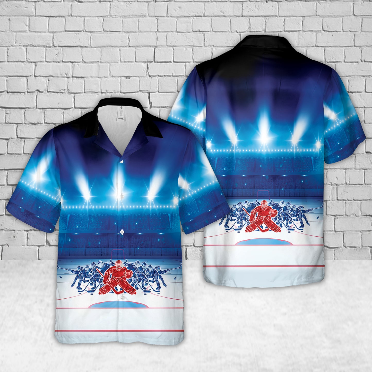 Ice hockey Stadium with group Hockey Players Hawaiian Shirt