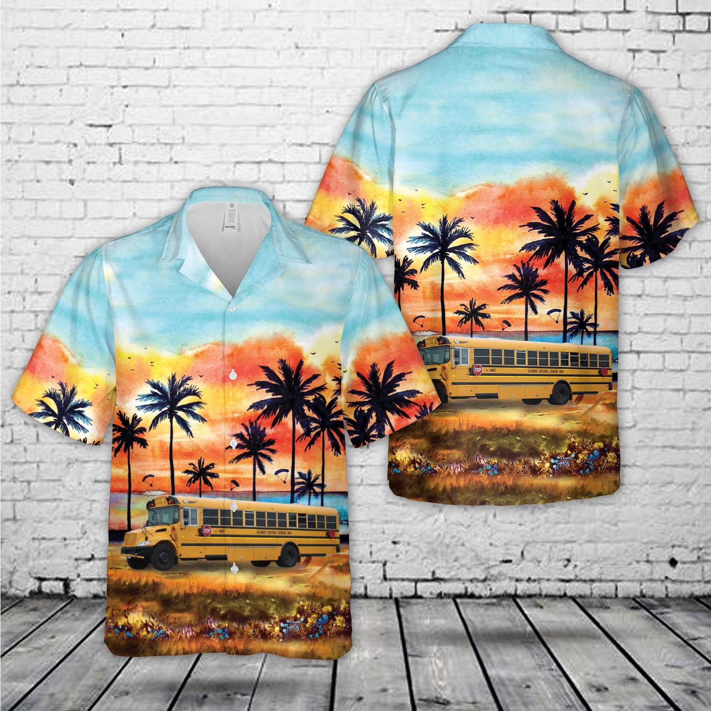 Illinois Central School Bus 4097 Hawaiian Shirt