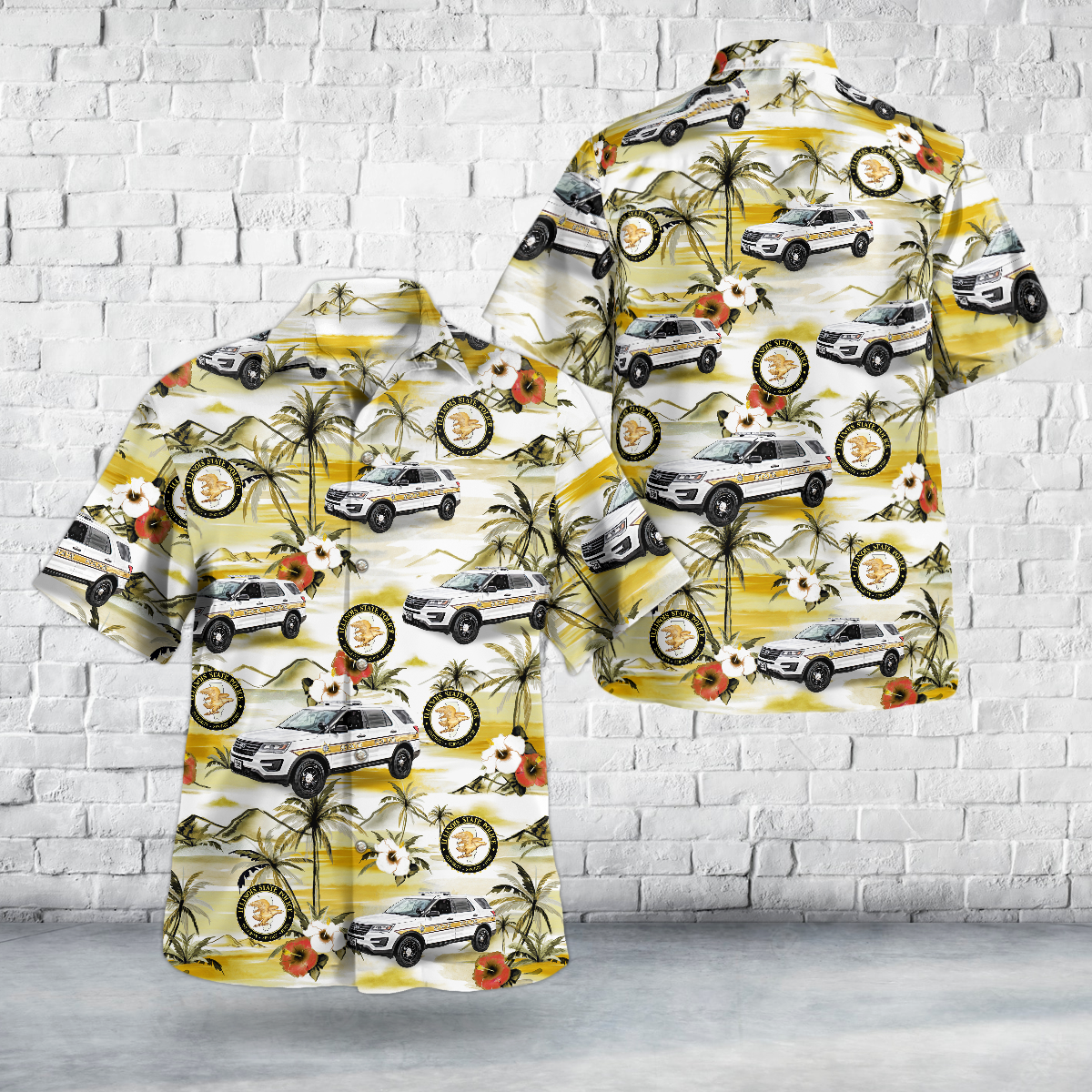 Illinois State Police Car State Trooper Hawaiian Shirt