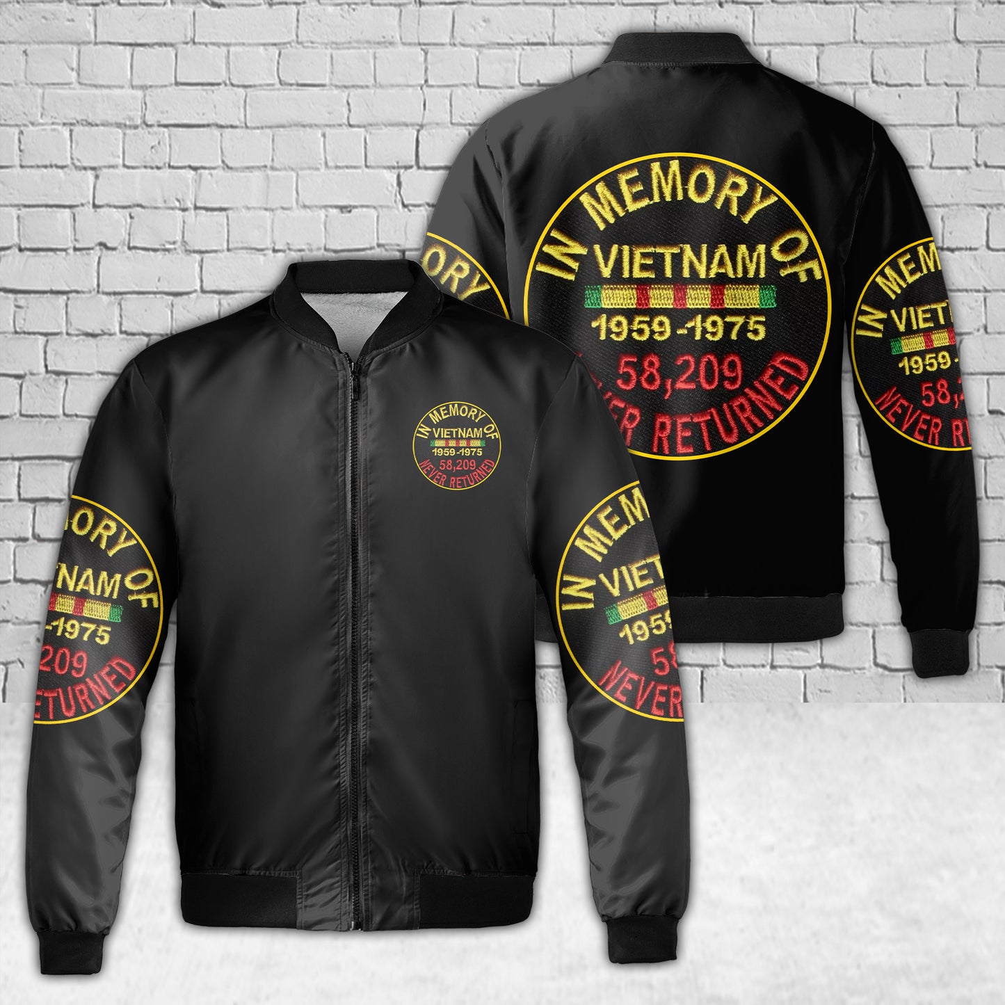 In Memory Vietnam Veteran War U.S Veteran Proud AOP Fleece Bomber Jacket