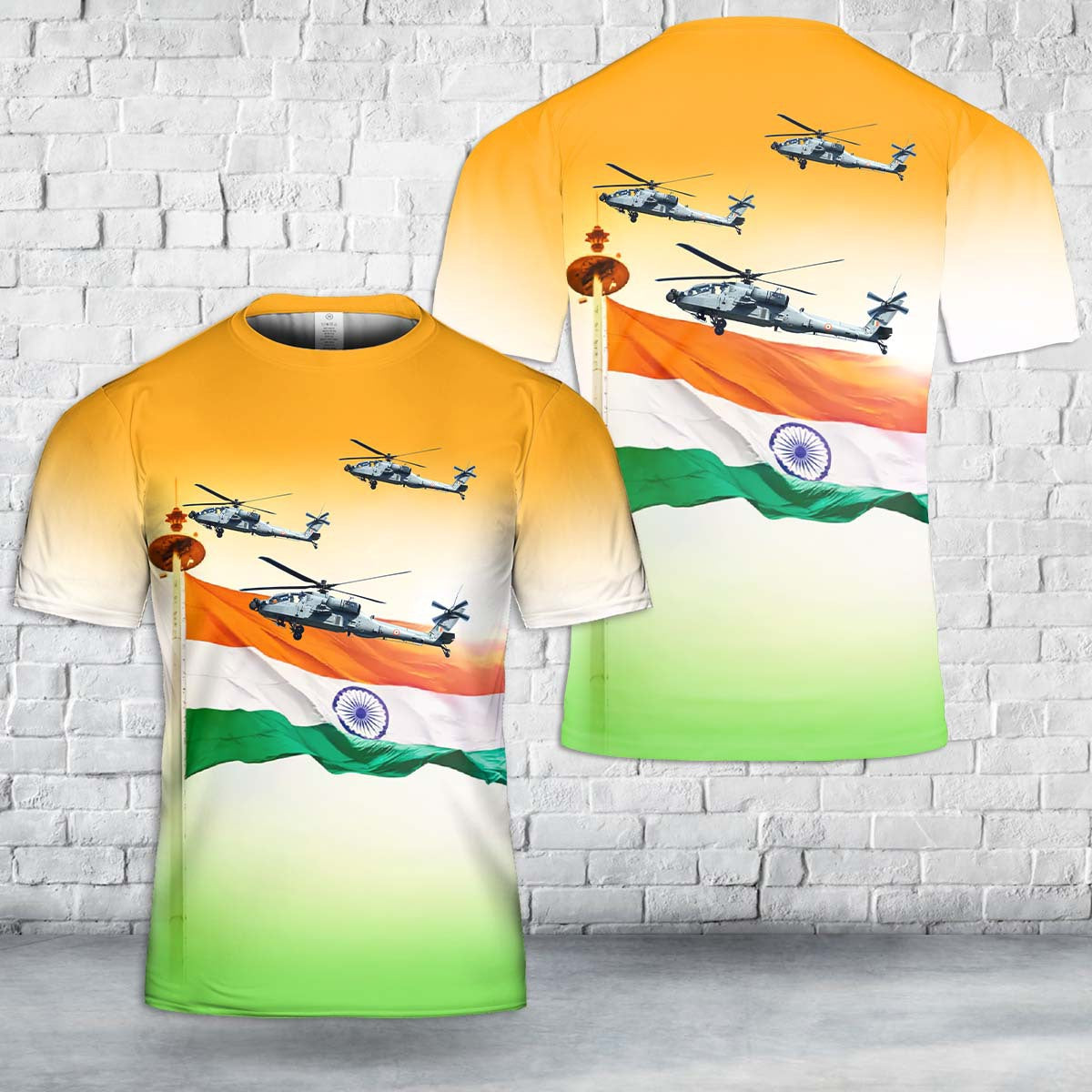 Indian Air Force AH-64 Apache, Happy Independence Day India T-Shirt 3D