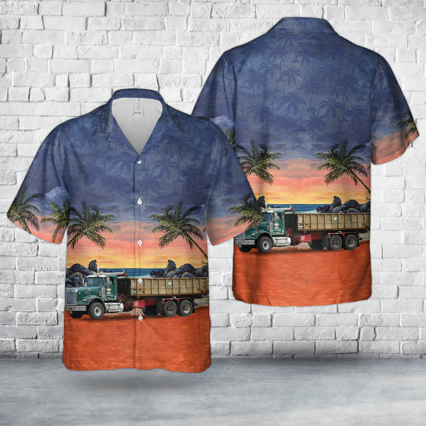 Interstate Waste Services Freightliner FLD Roll-Off Hawaiian Shirt