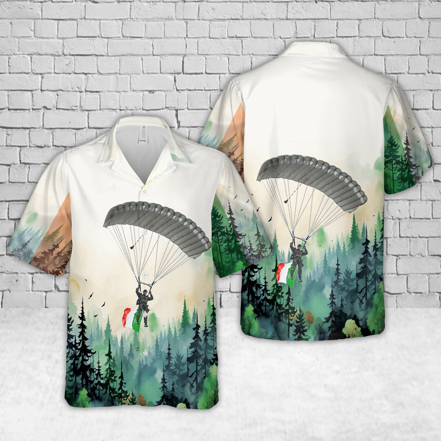 Irish Army Ranger Wing (ARW) Parachuting Hawaiian Shirt