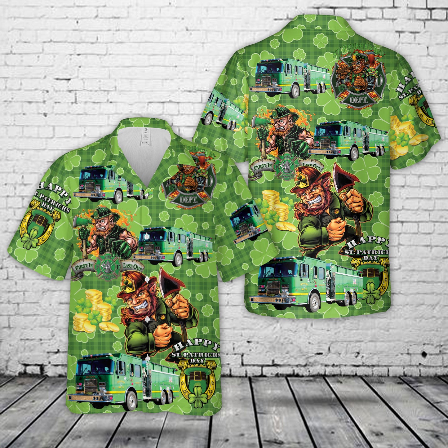Irishtown Fire Company, New Oxford, Pennsylvania Patrick's Day Hawaiian Shirt