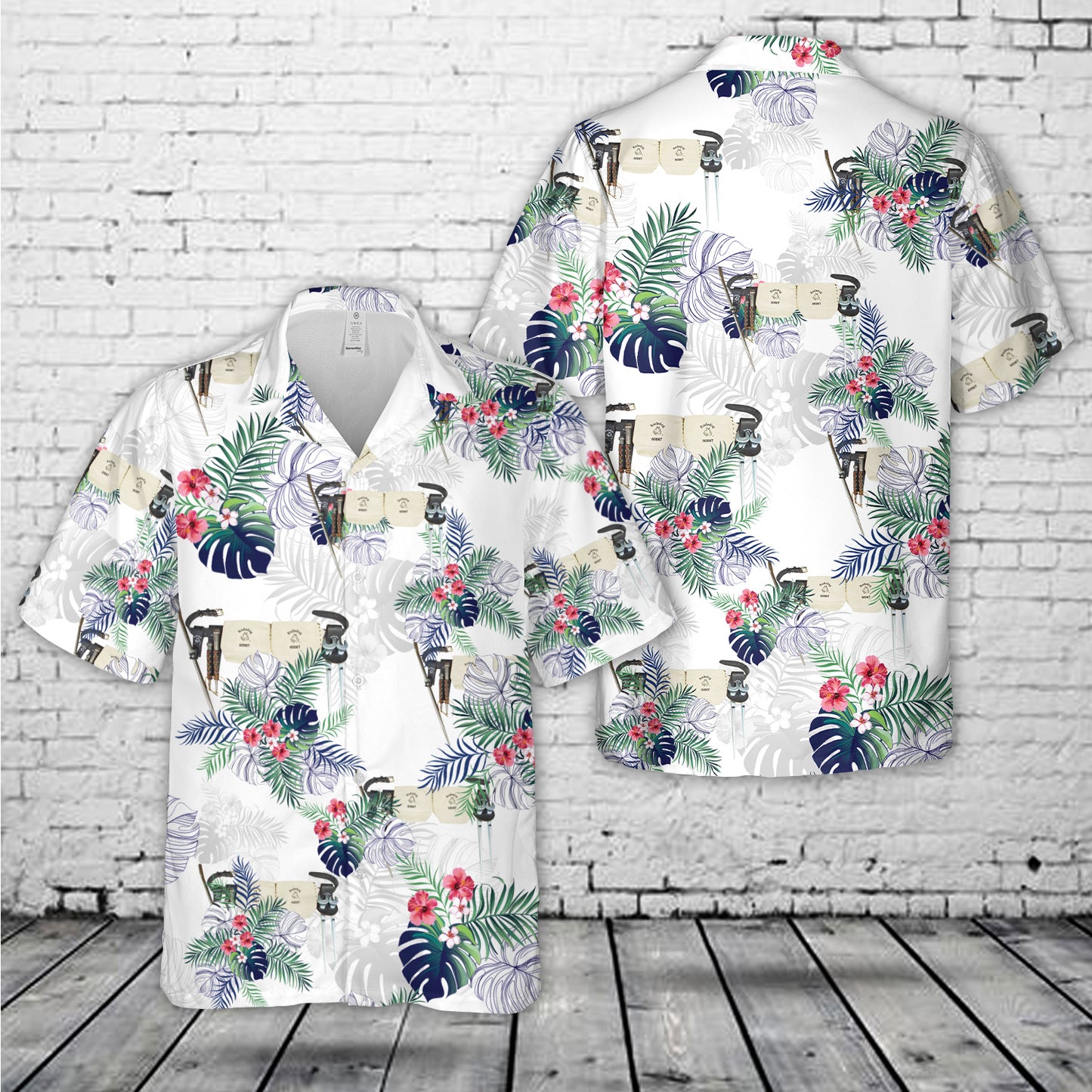 Ironworker Tool Belt and Tools Hawaiian Shirt