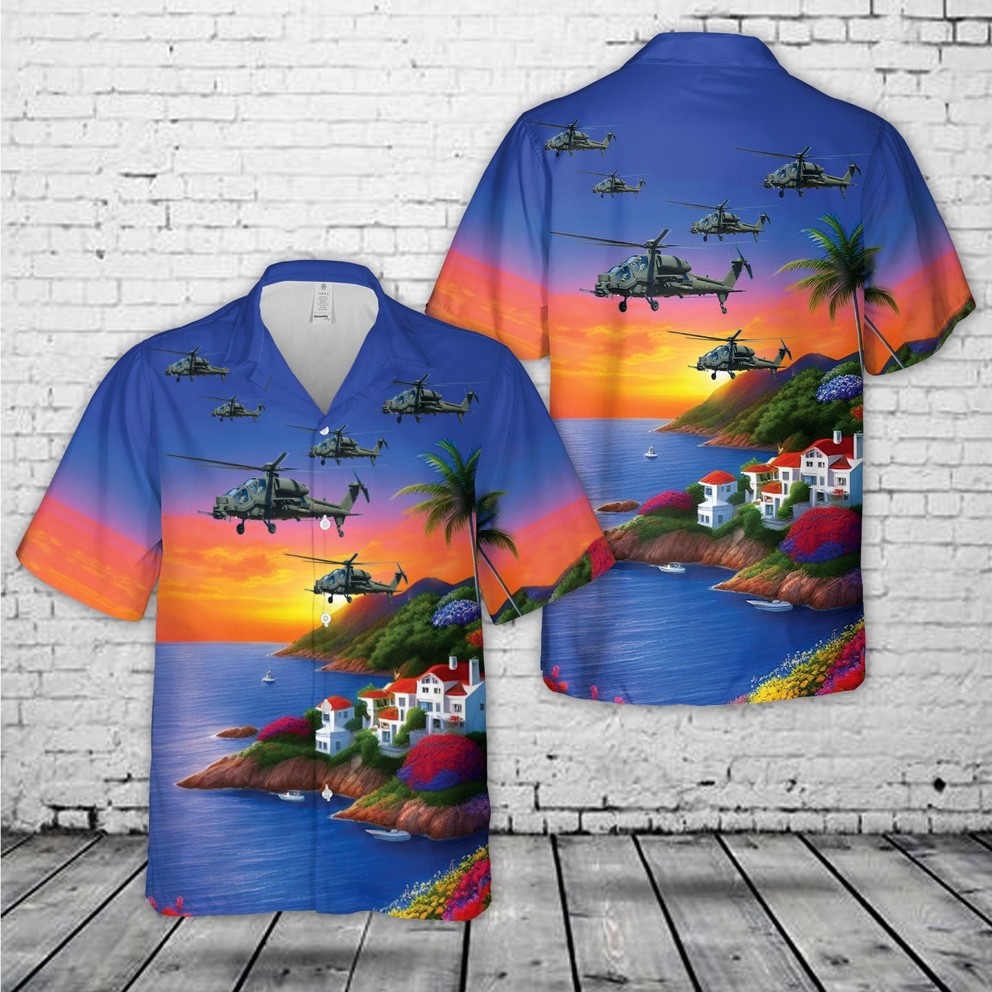 Italian Army Agusta A129 Mangusta Attack helicopter Hawaiian Shirt