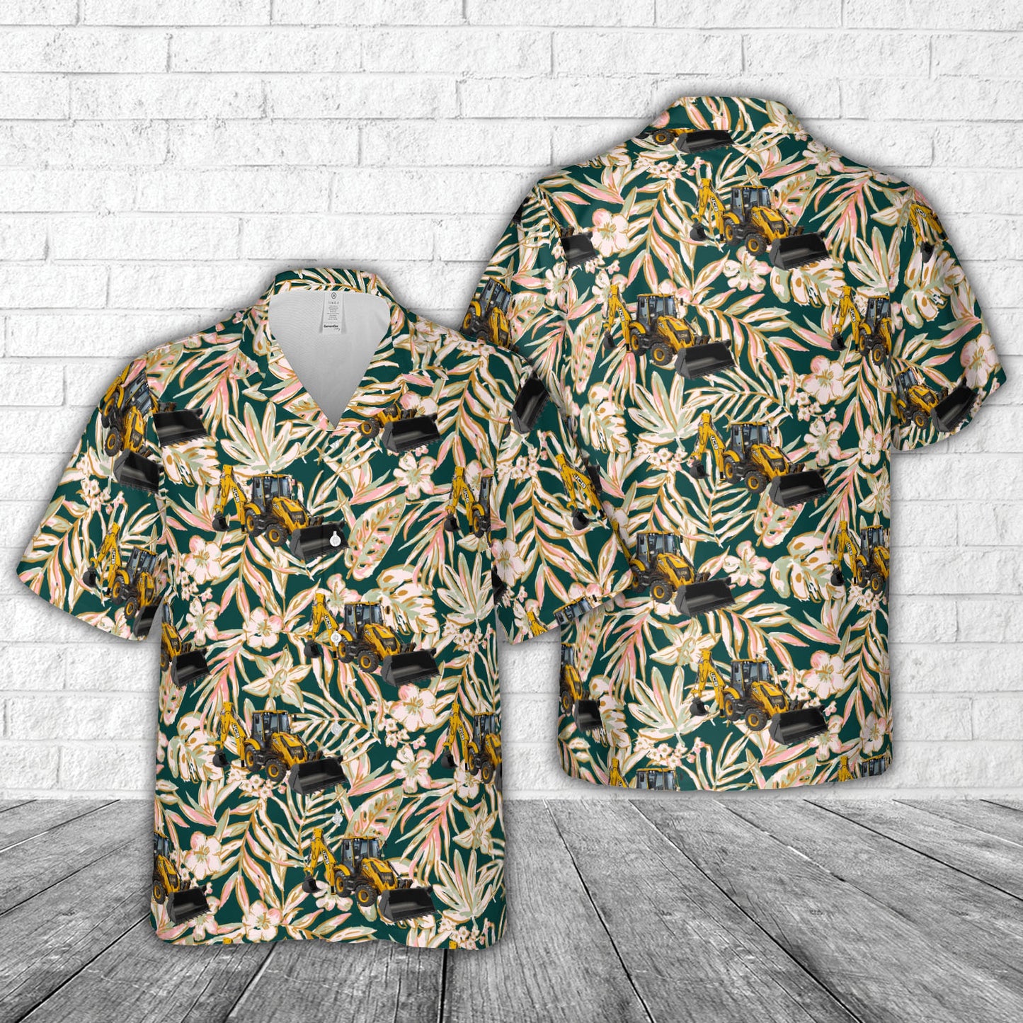 JCB 3CX Backhoe Hawaiian Shirt