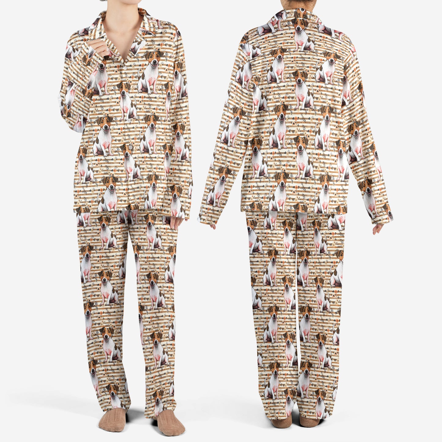 Jack Russell Terrier Flower AOP Pajamas Set
