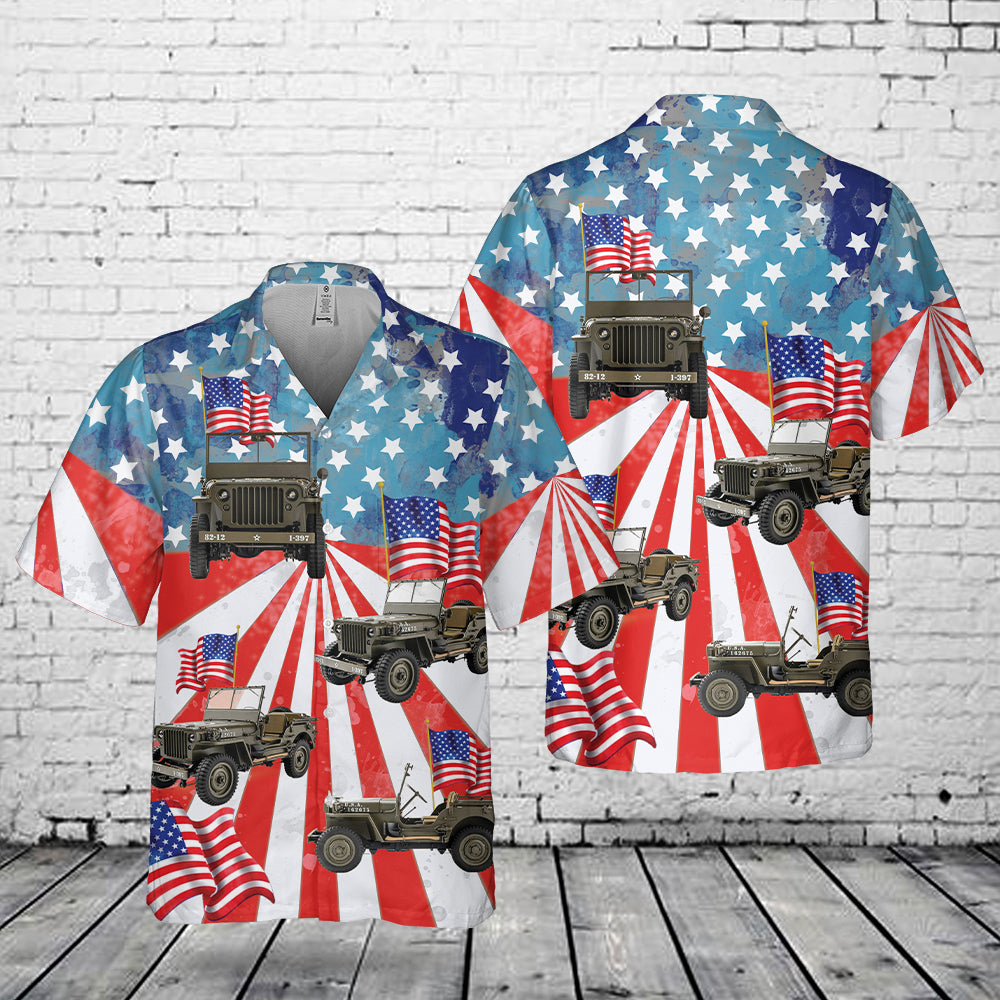 Jeep Willys 1941 MB, 4th Of July Hawaiian Shirt