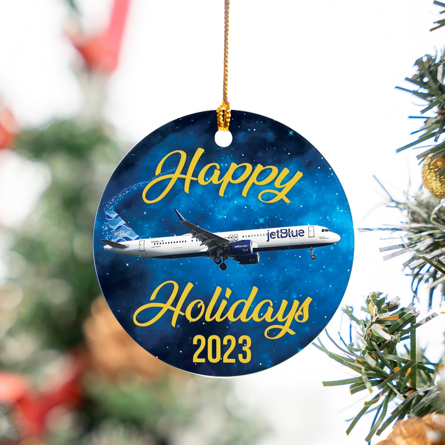 JetBlue Airbus A321 Merry Christmas 2023 Ceramic Ornament