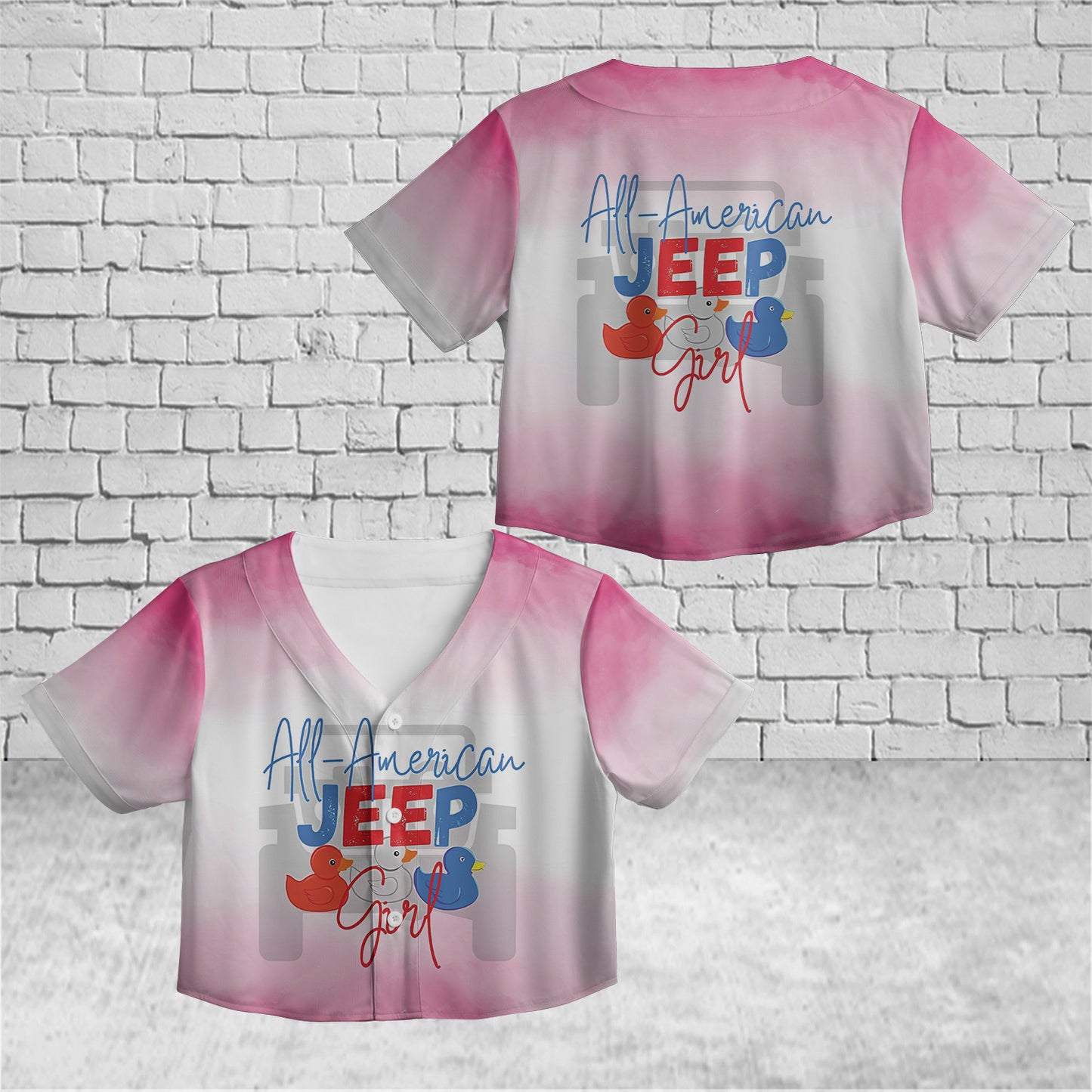 Jp Girl, 4th Of July AOP Crop Top Baseball Jersey