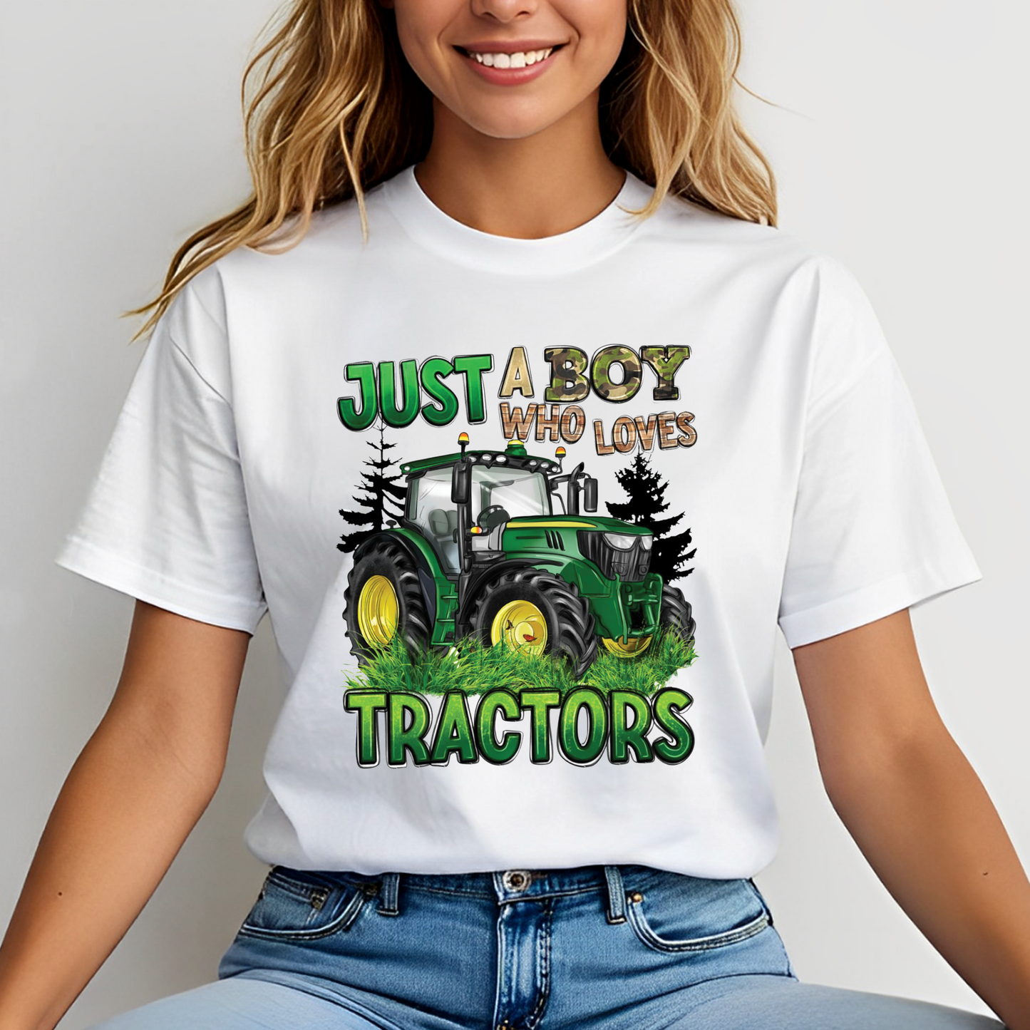 Just A Boy Who Loves Tractors Classic Unisex T-Shirt Gildan 5000 (Made In US)