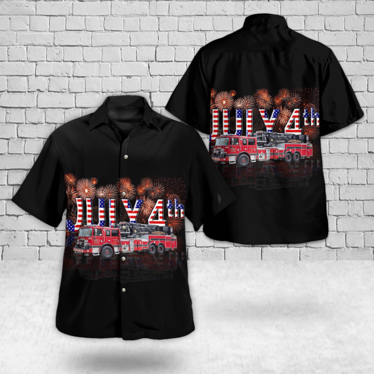 Keasbey, New Jersey, Woodbridge Township Fire District No.4, 4th Of July Hawaiian Shirt