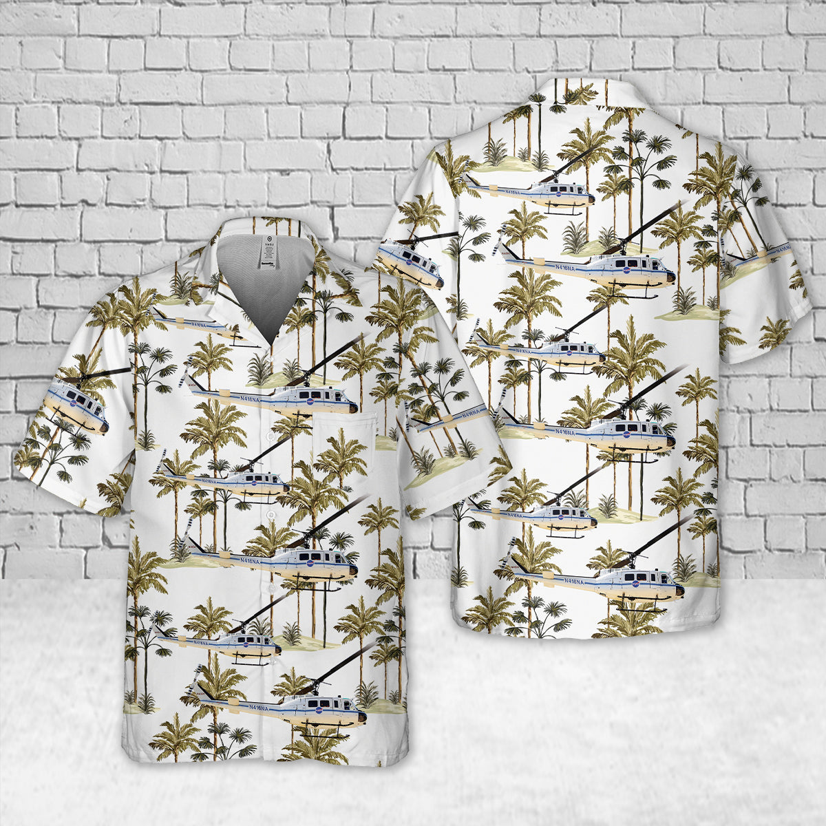 Kennedy Space Center, Florida, NASA Kennedy Space Center UH-1B Iroquois Helicopter Pocket Hawaiian Shirt