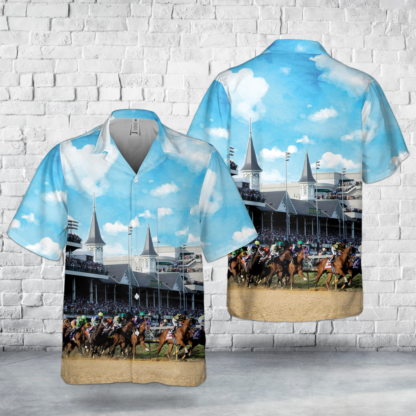 Kentucky Derby Horse Racing Pocket Hawaiian Shirt