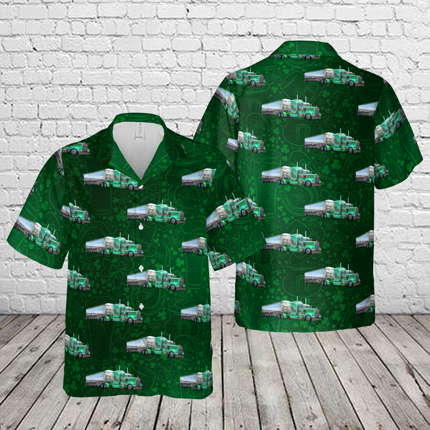 Kenworth W900 Truck, St Patrick's Day Hawaiian Shirt