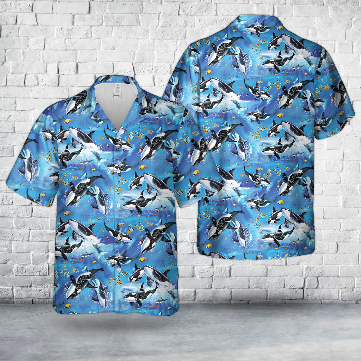 Killer Whale Fish Blue Hawaiian Shirt