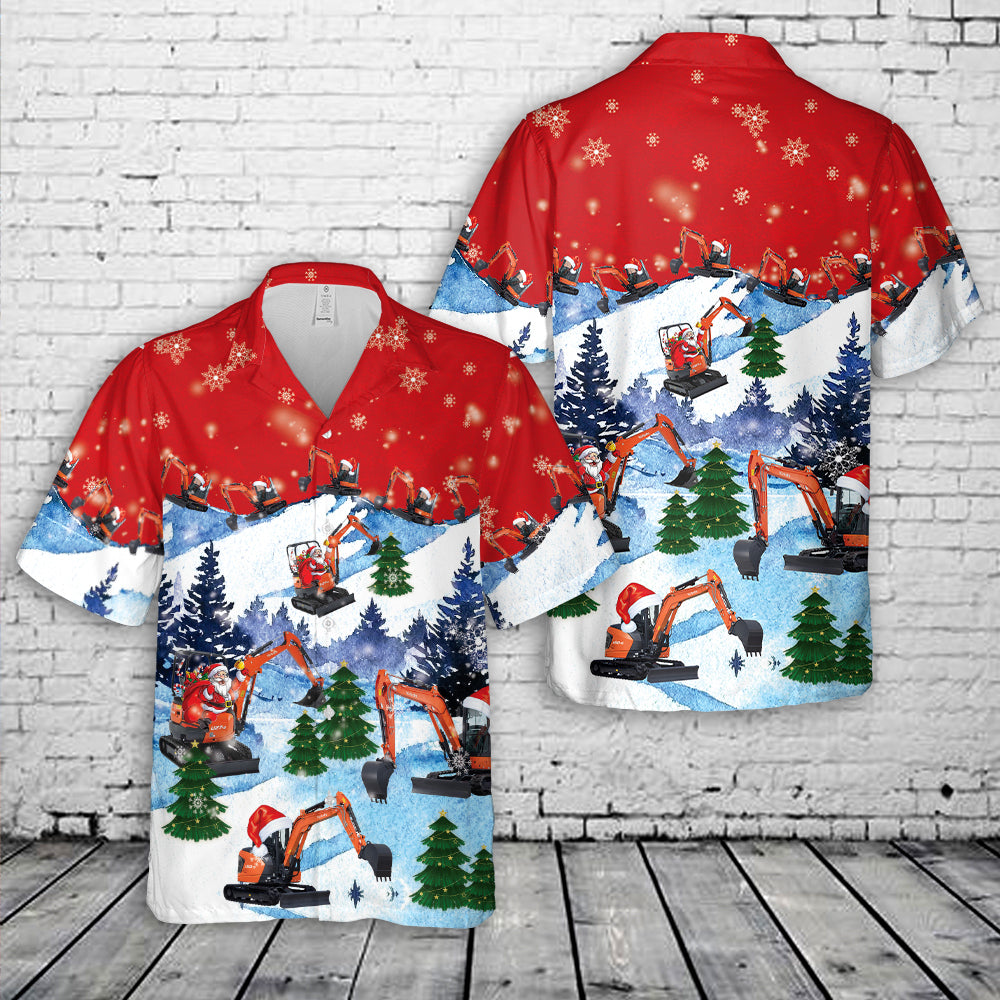 Kubota Excavator Christmas Hawaiian Shirt