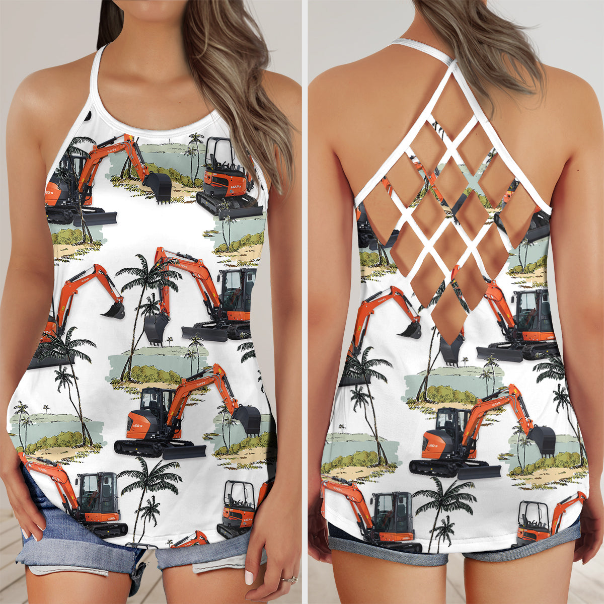 Kubota Excavator Criss Cross Open Back Tank Top